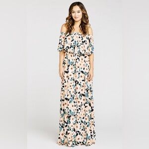Show Me Your MuMu Hacienda off-the-shoulder maxi dress, Steel Magnolia